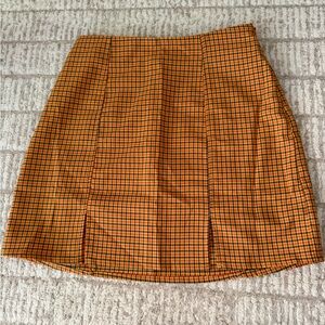 Urban Outfitters Double Notch Orange Checkered Skirt size XS
